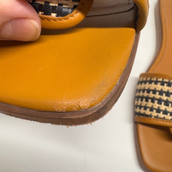 J.McLaughlin Alan Orange Leather Raffia Tortoise Buckle Slide Sandals Womens 9M main image 1